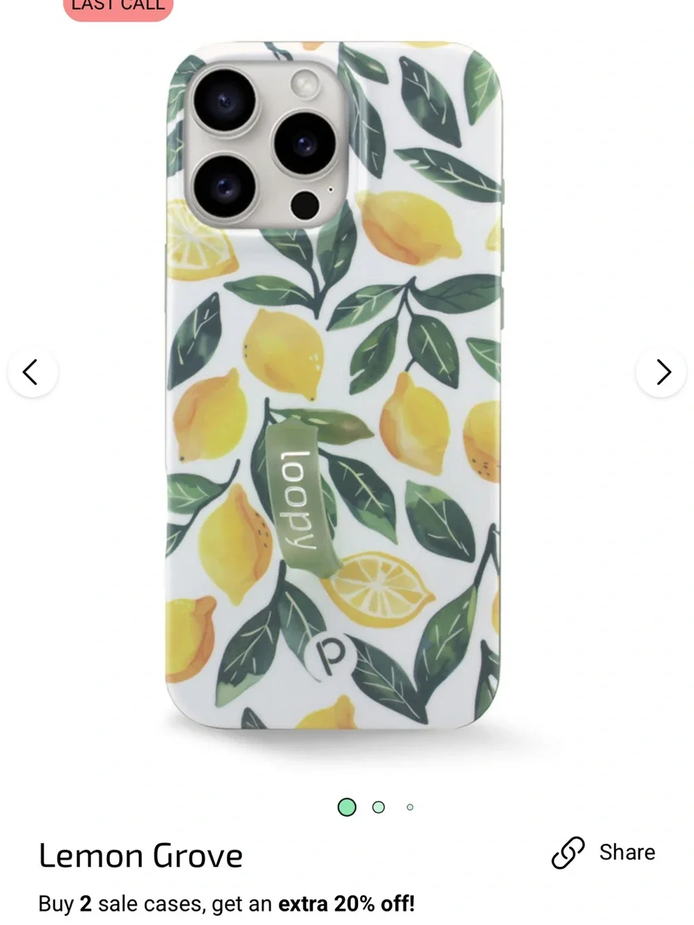 Loopy Lemon Grove case & 2-pack Insignia screen protector for iPhone 13 ProMax